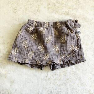 Rabbit Bear Organic 12 Mos Skort 100% Organic Cotton Floral Print Gauze Ruffle